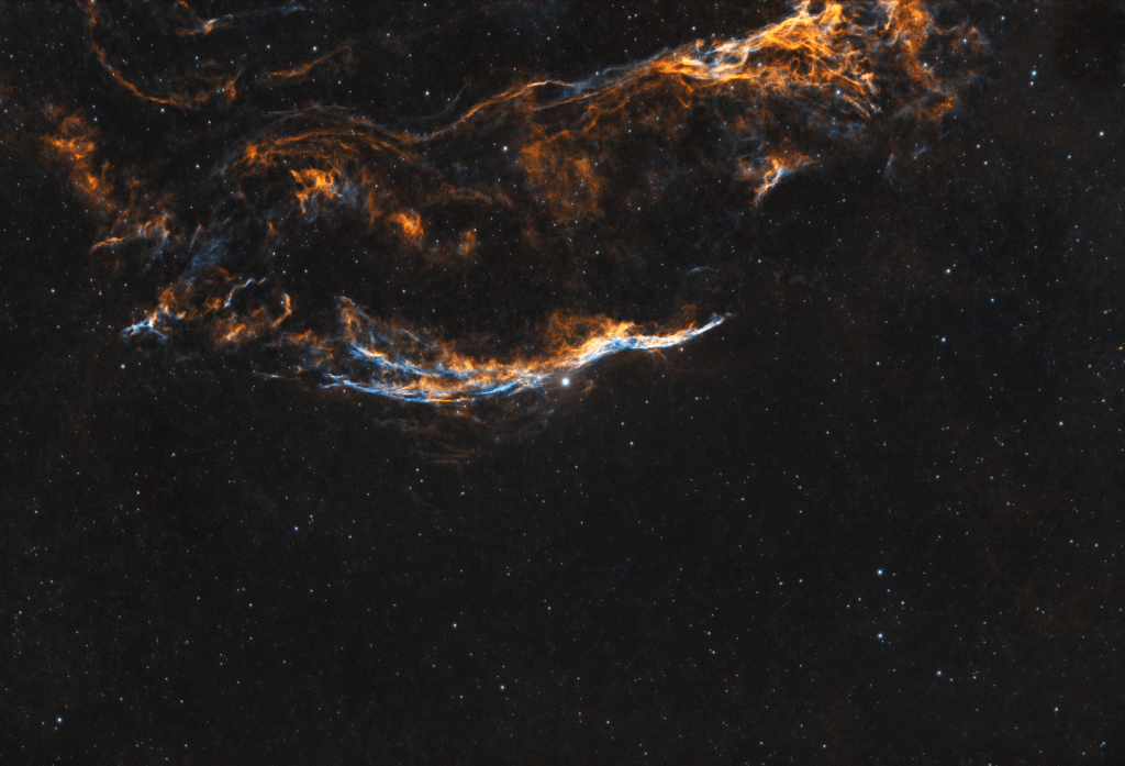 Western Veil Nebula – Processed in Hubble&nbsp;Palette